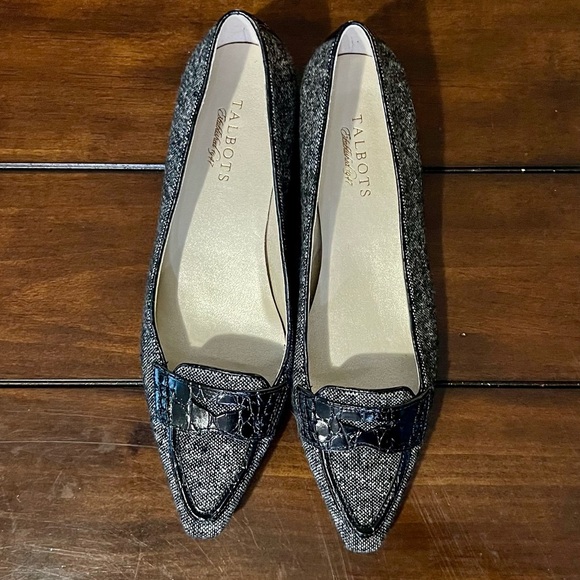 Talbots Tweed Croc-Trim Block Heel Loafers | Size 9B - Picture 1 of 8